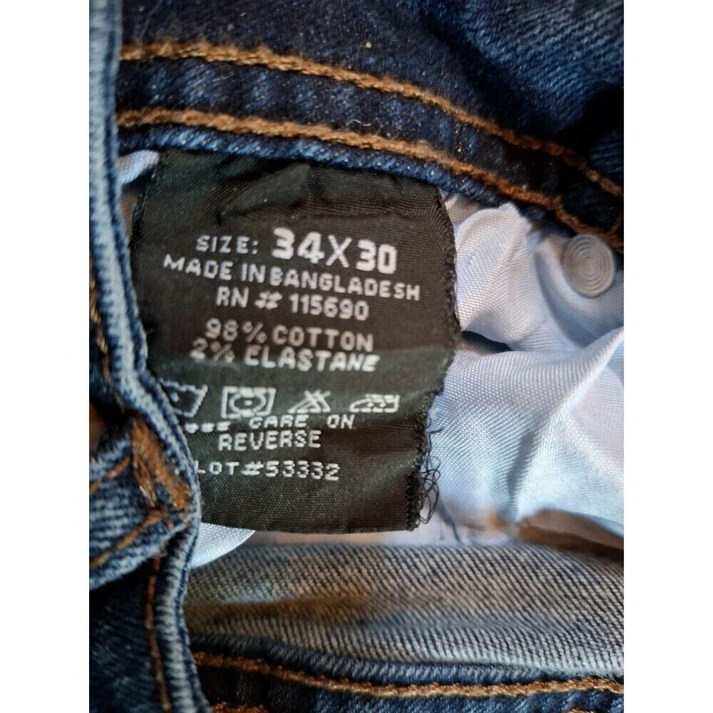 Refinery Republic Mens Jeans Blue Distressed Size 34x30 Denim Pants‎